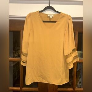 Spunky Monkey Size Small Oversized Elegant Mustard Flare Sleeve‎ Blouse